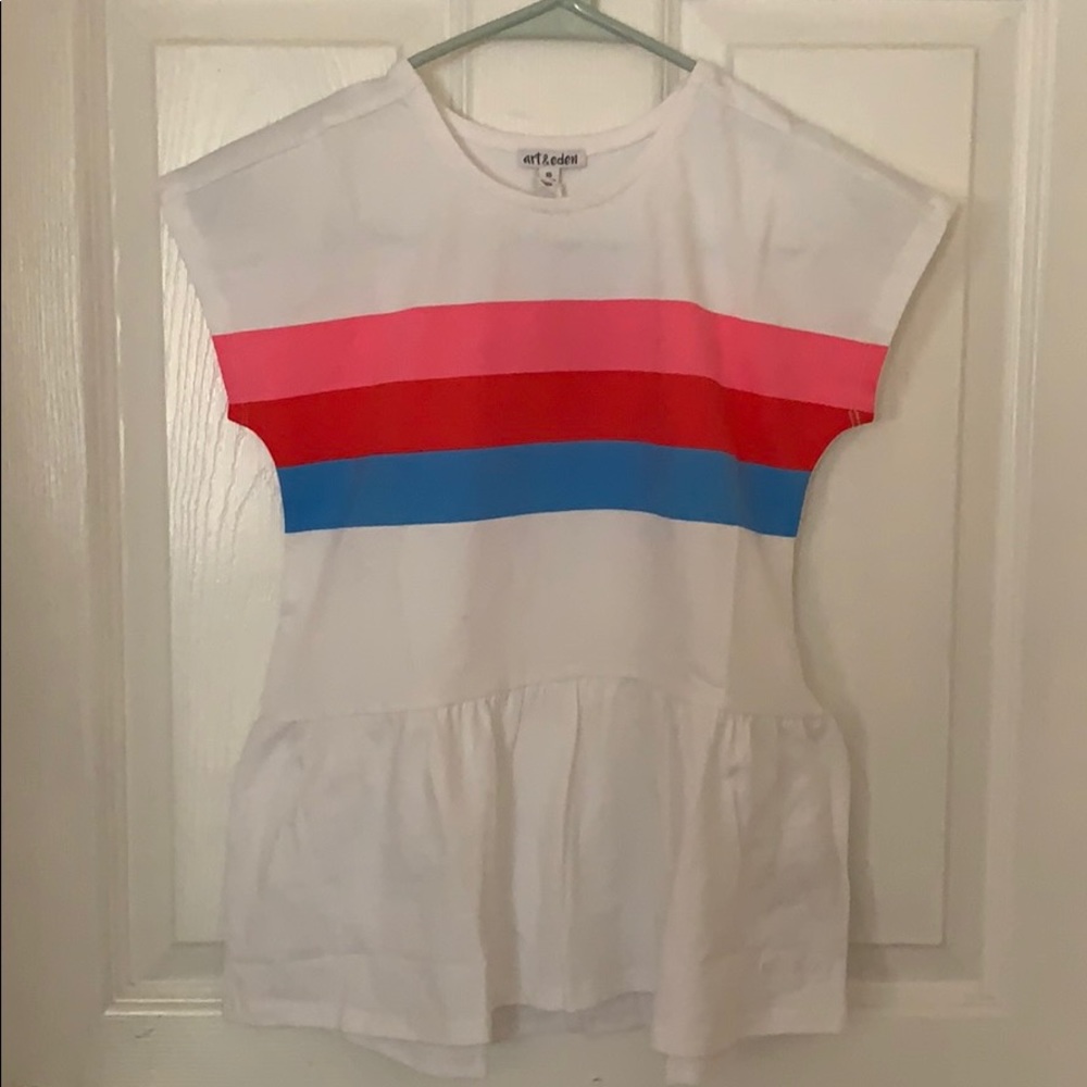 Art & Eden - Girls Shirt Size 10 - Rainbow Stripe